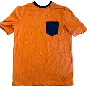Lands' End Kids Vibrant Orange Rashguard with Navy Pocket